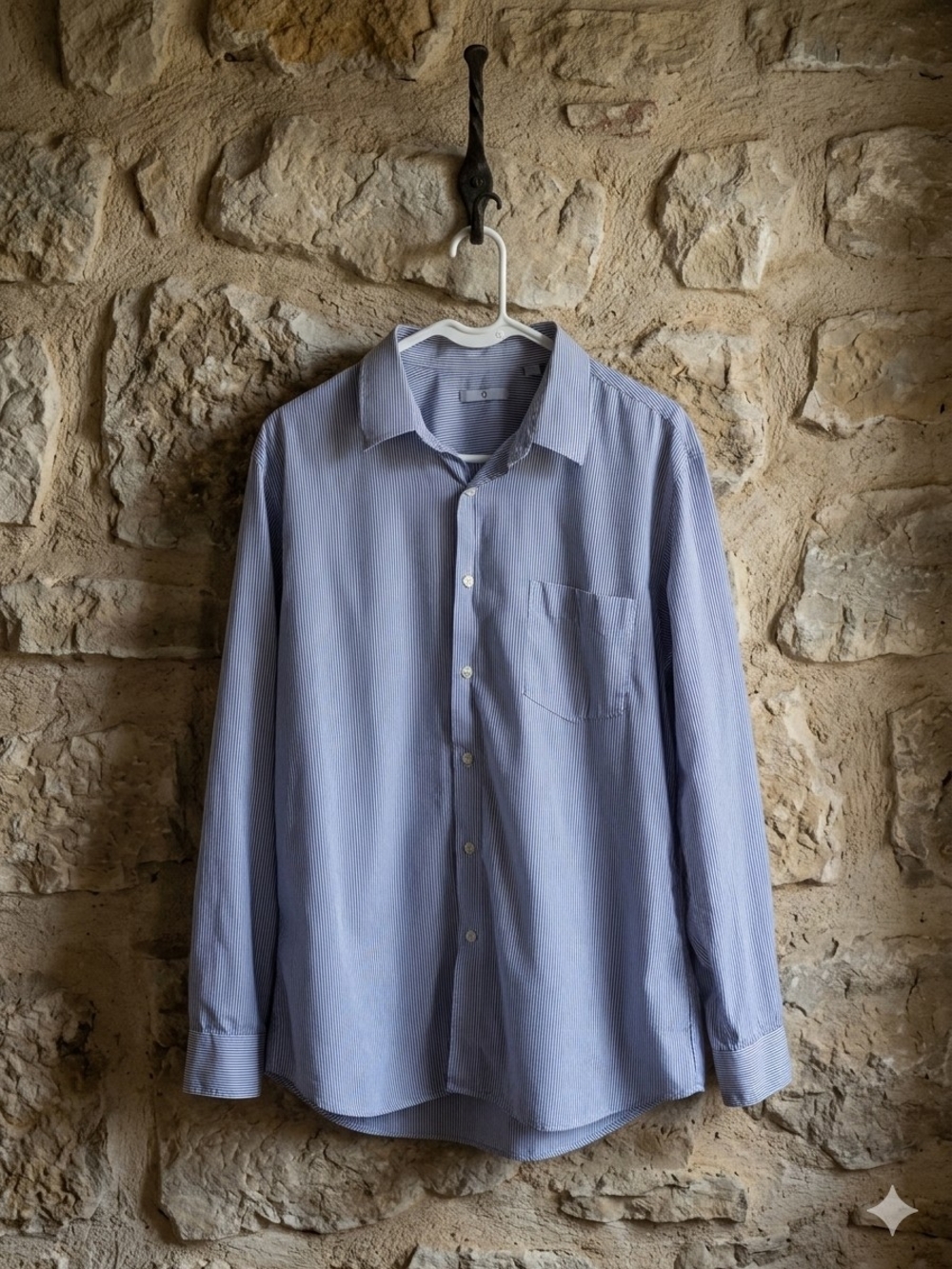 Uniqlo And J + Jil Saunders Collab Men's Blue Striped Button-Up Dress Shirt